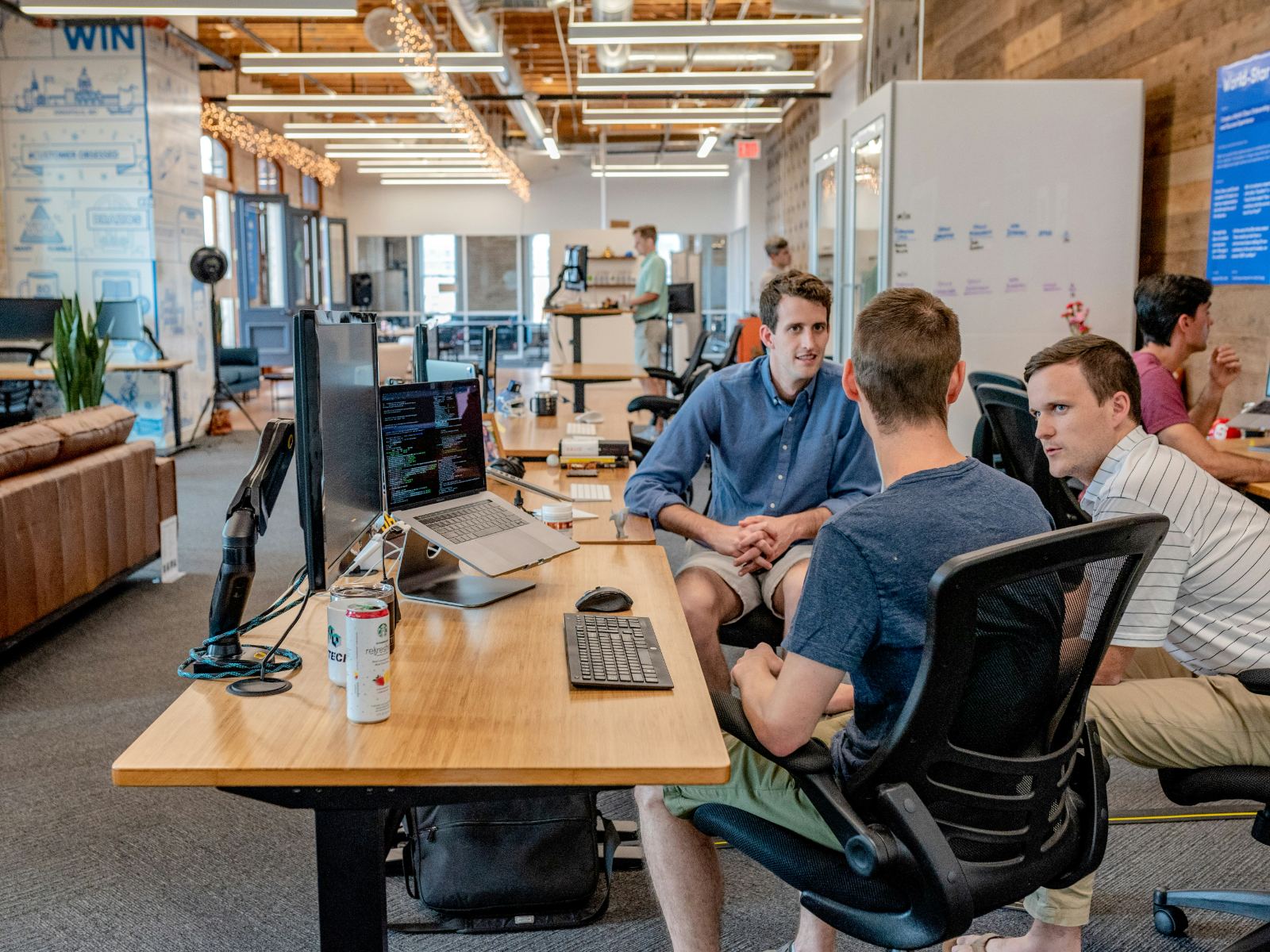 Modern workplace with engaged team